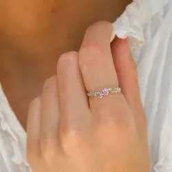 vaaleanpunainen zirkoni sormus hopea - Bubbly Twist