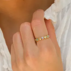 monivärinen zirkoni sormus kullattua hopeaa - Bubbly Twist