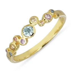 monivärinen zirkoni sormus kullattua hopeaa - Bubbly Twist