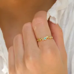 monivärinen zirkoni sormus kullattua hopeaa - Bubbly Twist