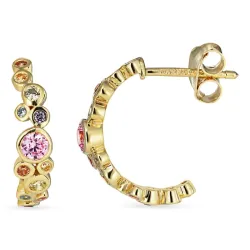 monivärisiä zirkoni rengaskorvakorut  kullattua hopeaa - Bubbly Twist