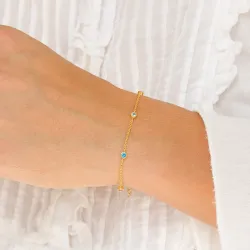 monivärinen zirkoni rannekoru kullattua hopeaa