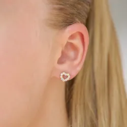 sydän monivärisiä zirkoni nappikorvakorut  kullattua hopeaa