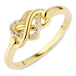 ääretön-merkki zirkoni sormus kullattua hopeaa