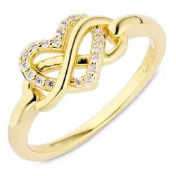 ääretön-merkki zirkoni sormus kullattua hopeaa