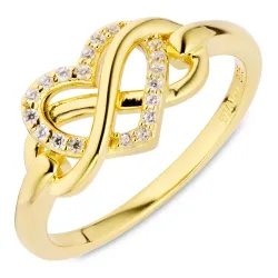 ääretön-merkki zirkoni sormus kullattua hopeaa