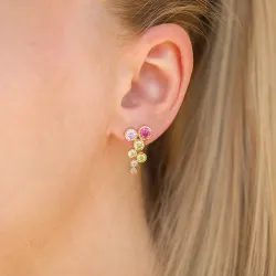 monivärinen zirkoni korvarenkaat  kullattu hopea - Bubbly Twist