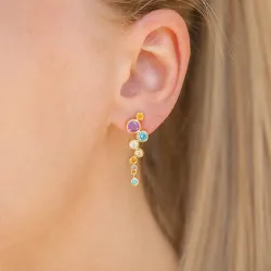 monivärinen zirkoni korvarenkaat  kullattu hopea - Bubbly Twist