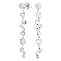pitkät zirkoni korvarenkaat  hopea - Bubbly Sparkle