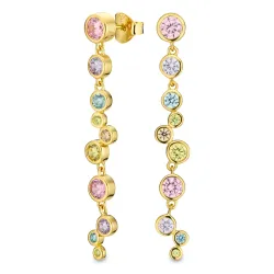 pitkät monivärinen zirkoni korvarenkaat  kullattu hopea - Bubbly Twist