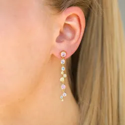 pitkät monivärinen zirkoni korvarenkaat  kullattu hopea - Bubbly Twist