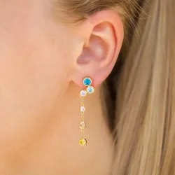 pitkät monivärinen zirkoni korvarenkaat  kullattua hopeaa - Bubbly Twist