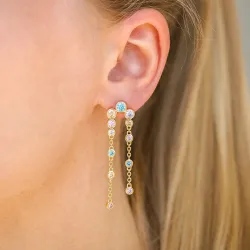 pitkät monivärinen zirkoni korvarenkaat  kullattu hopea - Bubbly Twist