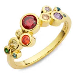 monivärinen zirkoni sormus kullattua hopeaa - Bubbly Twist