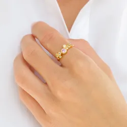 monivärinen zirkoni sormus kullattua hopeaa - Bubbly Twist