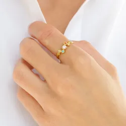 monivärinen zirkoni sormus kullattua hopeaa - Bubbly Twist