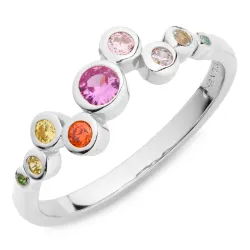 monivärinen zirkoni sormus hopea - Bubbly Twist
