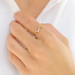 monivärinen zirkoni sormus kullattua hopeaa - Bubbly Twist