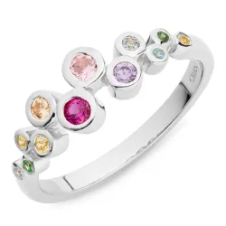 monivärinen zirkoni sormus hopea - Bubbly Twist