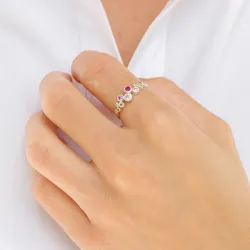 monivärinen zirkoni sormus hopea - Bubbly Twist