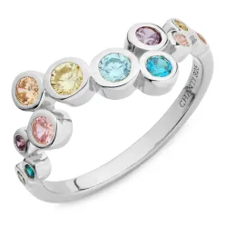 monivärinen zirkoni sormus hopea - Bubbly Twist