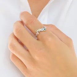 monivärinen zirkoni sormus hopea - Bubbly Twist