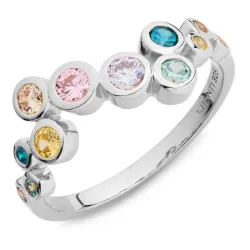 monivärinen zirkoni sormus hopea - Bubbly Twist