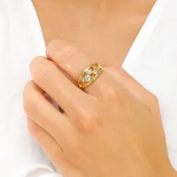 monivärinen zirkoni sormus kullattua hopeaa - Bubbly Twist