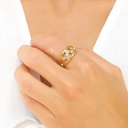 monivärinen zirkoni sormus kullattua hopeaa - Bubbly Twist