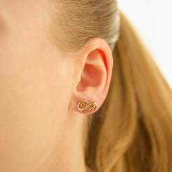 sydän ääretön-merkki nappikorvakorut  kullattu hopea - Amoré