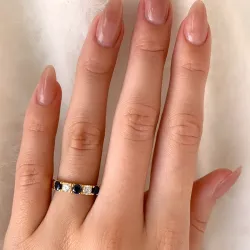 elegantti sininen zirkoni alianssisormus kullattua hopeaa