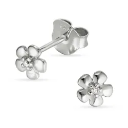 kukka nappikorvakorut  hopea