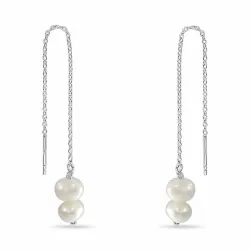 pitkät helmi ketjukorvakorut  hopea