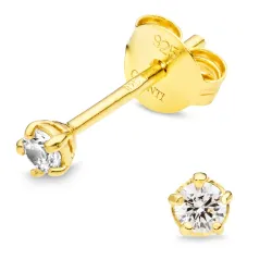 3 mm zirkoni solitaire-nappikorvakorut  kullattu hopea