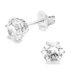 6 mm zirkoni solitaire-nappikorvakorut  hopea