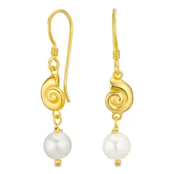 simpukka helmi korvarenkaat  kullattu hopea