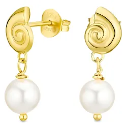 simpukka helmi korvarenkaat  kullattu hopea