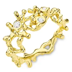 zirkoni sormus kullattua hopeaa