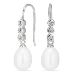 pitkät helmi korvarenkaat  hopea