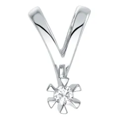 timantti solitaire-riipus 14 karaatti valkokultaa 0,05 ct