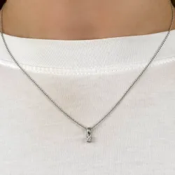 0,10 ct timantti solitaire-riipus 14 karaatti valkokultaa 0,10 ct