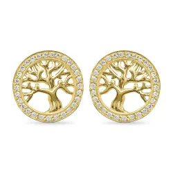 elämänpuu zirkoni korvarenkaat  kullattu hopea