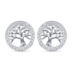 elämänpuu zirkoni korvarenkaat  hopea