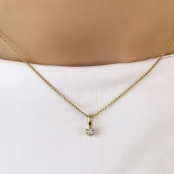 0,10 ct timantti solitaire-riipus 14 karaatti kultaa 0,10 ct