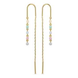 pitkät monivärisiä emalji ketjukorvakorut  kullattua hopeaa