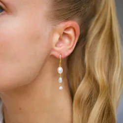 pitkät helmi rengaskorvakorut  kullattu hopea - Lumé Etched