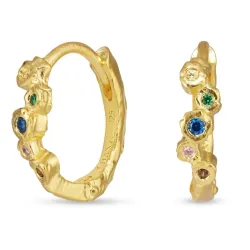 14,5 mm monivärisiä zirkoni rengas  kullattu hopea - Bubbly Twist