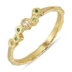 vihreä zirkoni sormus kullattua hopeaa - Bubbly Twist