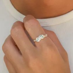 sininen zirkoni sormus hopea - Lumé Etched