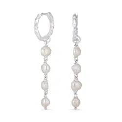 pitkät helmi korvarenkaat  hopea - Lumé Etched